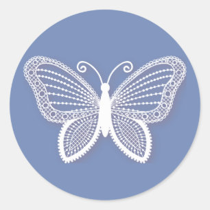 Pegatina Redonda Mariposa Aciano Azul Boda Mariposas