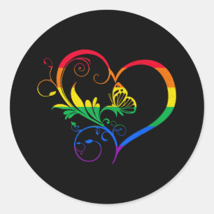 Pegatina Redonda Mariposa Arcoiris Neurodiversidad Autismo Lgbt