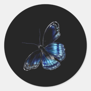 Pegatina Redonda Mariposa azul