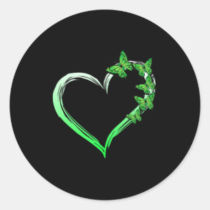 Pegatina Redonda Mariposa azul cardíaca que difunde la atención de 