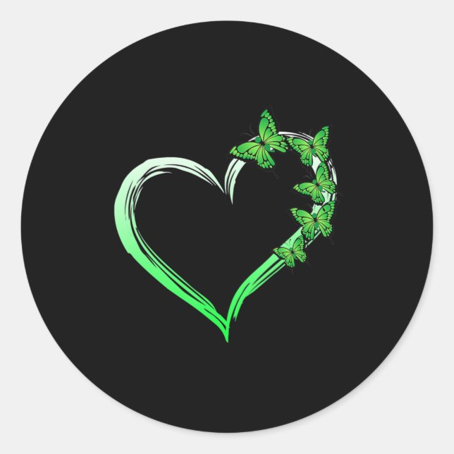 Pegatina Redonda Mariposa azul cardíaca que difunde la atención de  (Anverso)