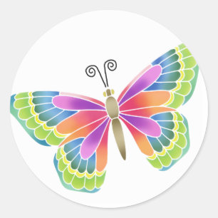 Pegatina Redonda Mariposa brillante