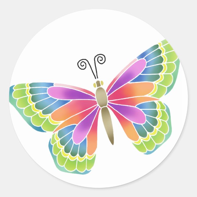 Pegatina Redonda Mariposa brillante (Anverso)