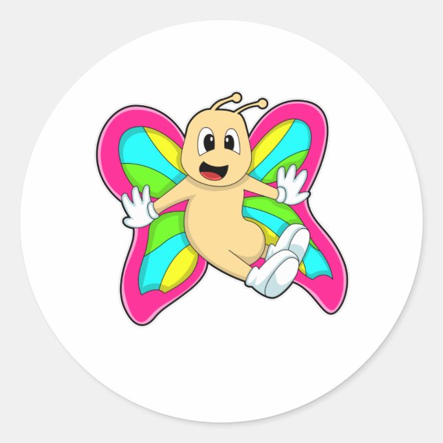 Pegatina Redonda Mariposa colorida (Anverso)