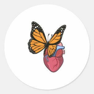 Pegatina Redonda Mariposa con corazón