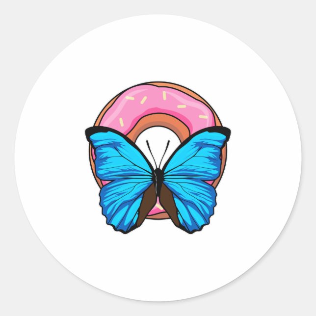 Pegatina Redonda Mariposa con Donut (Anverso)