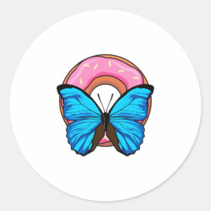 Pegatina Redonda Mariposa con Donut