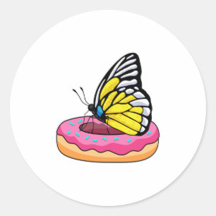 Pegatina Redonda Mariposa con Donut