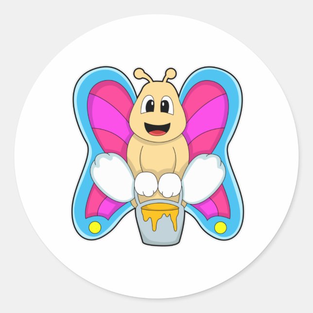 Pegatina Redonda Mariposa con miel (Anverso)