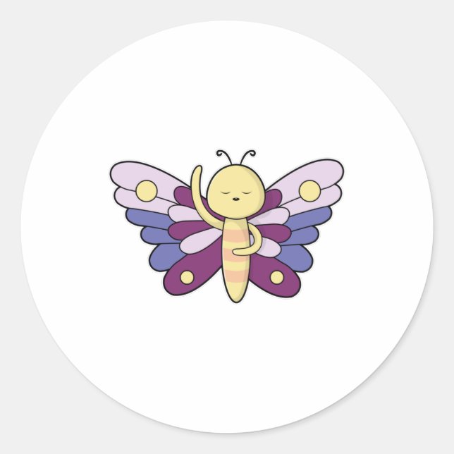 Pegatina Redonda Mariposa con puntos (Anverso)