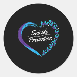 Pegatina Redonda Mariposa Conciencia sobre el Suicidio Cardíaco Sal