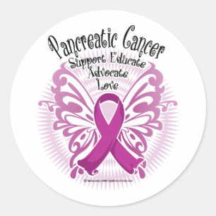 Pegatina Redonda Mariposa de cáncer pancreático 3