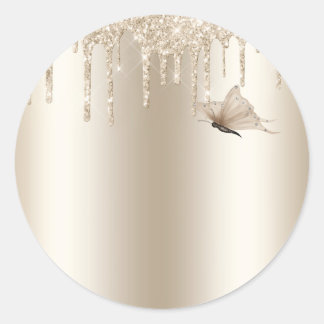 Pegatina Redonda Mariposa de Champagne
