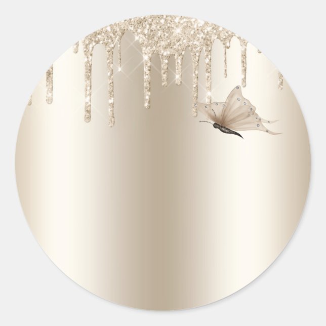 Pegatina Redonda Mariposa de Champagne (Anverso)