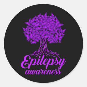 Pegatina Redonda Mariposa de Conciencia sobre la Epilepsia