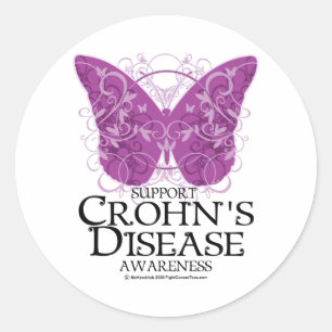 Pegatina Redonda Mariposa de Crohn