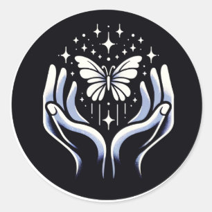 Pegatina Redonda Mariposa de esperanza símbolo de fuerza y resisten