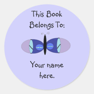 Pegatina Redonda Mariposa de ojos azules, placas para libros