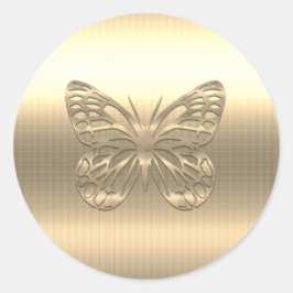 Pegatina Redonda Mariposa de oro de bonito