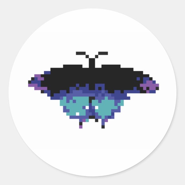 Pegatina Redonda Mariposa de píxel (Anverso)