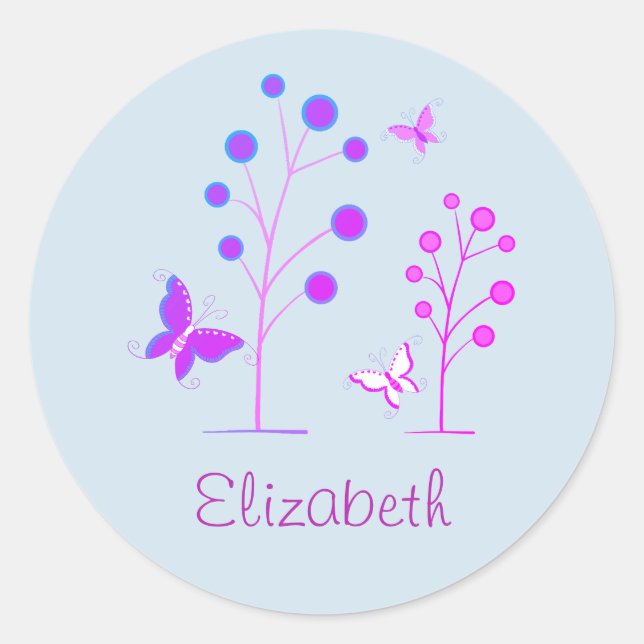 Pegatina Redonda Mariposa de primavera (Anverso)