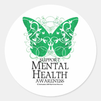 Pegatina Redonda Mariposa de salud mental