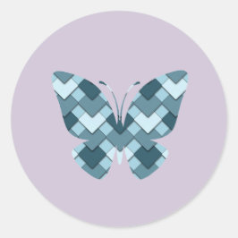 Pegatina Redonda Mariposa de Sapphire Blue Diamond Harlequin