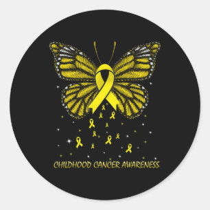 Pegatina Redonda Mariposa de sensibilización sobre el cáncer infant