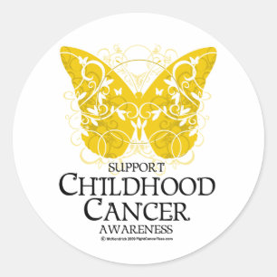 Pegatina Redonda Mariposa del cáncer de la niñez