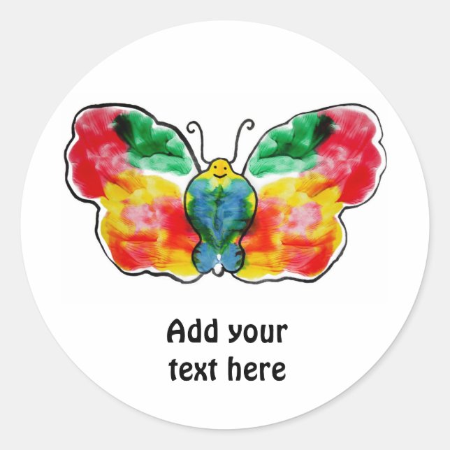 Pegatina Redonda Mariposa - diseño de plantillas de paisaje (Anverso)