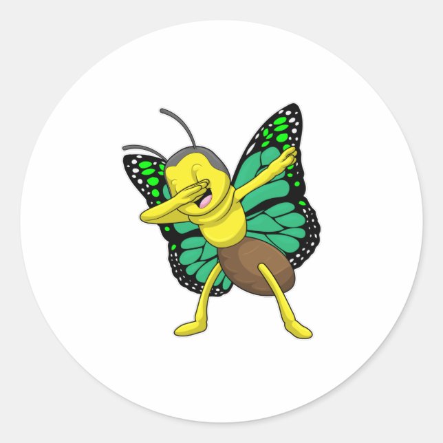 Pegatina Redonda Mariposa en Hip Hop Dance Dab (Anverso)