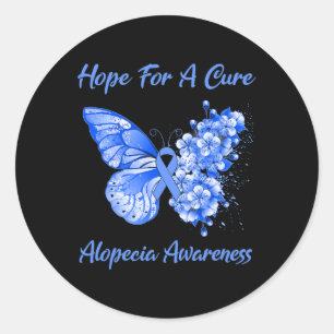 Pegatina Redonda Mariposa Esperanza De Una Conciencia De La Alopeci