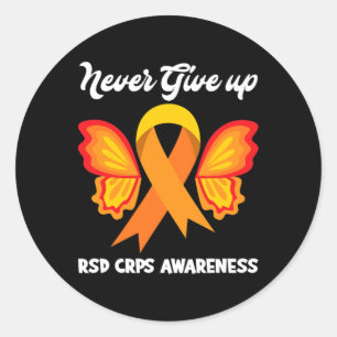 Pegatina Redonda Mariposa Esperanza Luchador Naranja Ribbon Rsd Crp