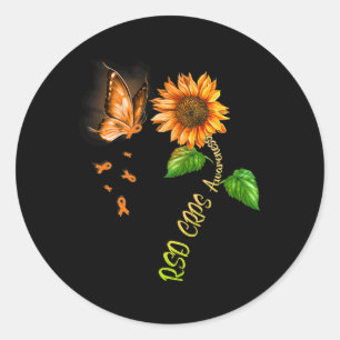 Pegatina Redonda Mariposa Girasol Rsd Crps Conciencia