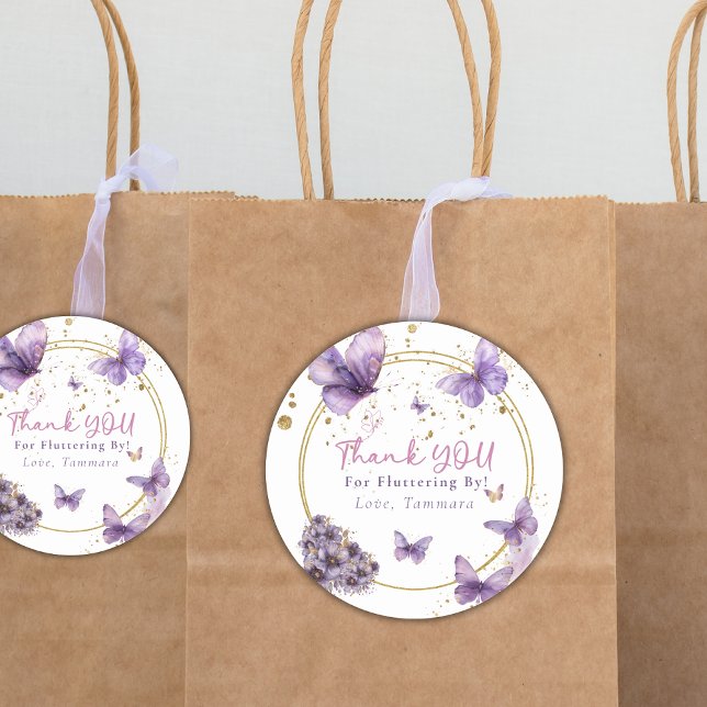 Pegatina Redonda Mariposa Gracias A Los Fluidos De Girly Purple (Subido por el creador)