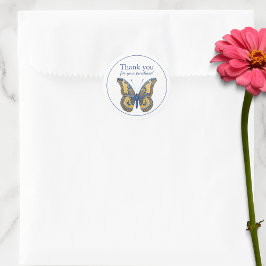 Pegatina Redonda Mariposa gracias por tu compra