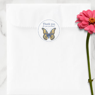 Pegatina Redonda Mariposa gracias por tu compra