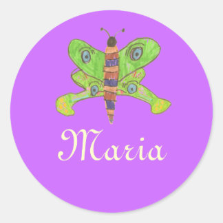Pegatina Redonda Mariposa Karate Kat ID--para personalizar