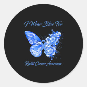 Pegatina Redonda Mariposa llevo azul para la concienciación sobre e