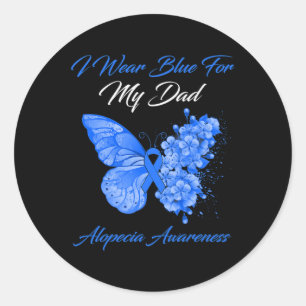 Pegatina Redonda Mariposa Llevo Azul Para Mi Papá Conciencia De Alo