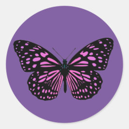 Pegatina Redonda Mariposa manchada de rosa