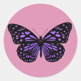 Pegatina Redonda Mariposa manchada púrpura