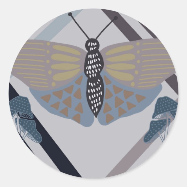 Pegatina Redonda Mariposa moderna (Anverso)