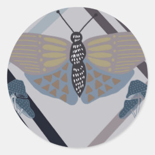 Pegatina Redonda Mariposa moderna