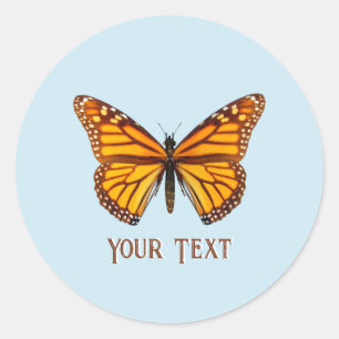 Pegatina Redonda Mariposa Monarca Personalizada