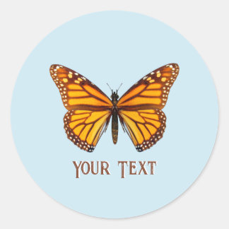 Pegatina Redonda Mariposa Monarca Personalizada