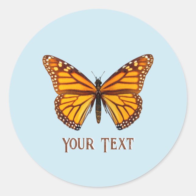 Pegatina Redonda Mariposa Monarca Personalizada (Anverso)
