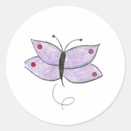 Pegatina Redonda Mariposa morada