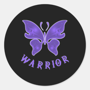 Pegatina Redonda Mariposa morada Fibro Migraine Lupus Warripe Awar