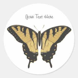 Pegatina Redonda Mariposa negra y amarilla